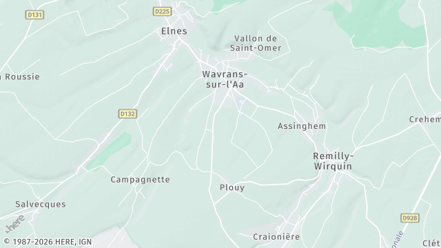 Carte de la zone d'intervention à Wavrans-sur-l'Aa