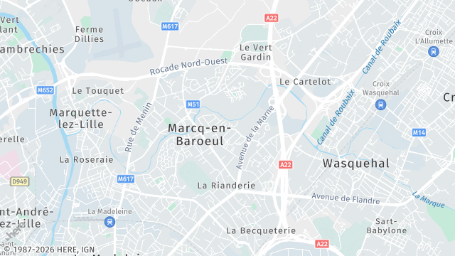 Carte de la zone d'intervention à Marcq-en-Barœul