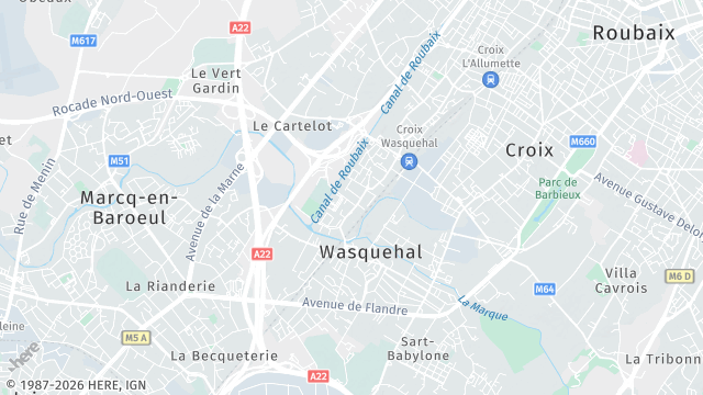 Carte de la zone d'intervention à Wasquehal