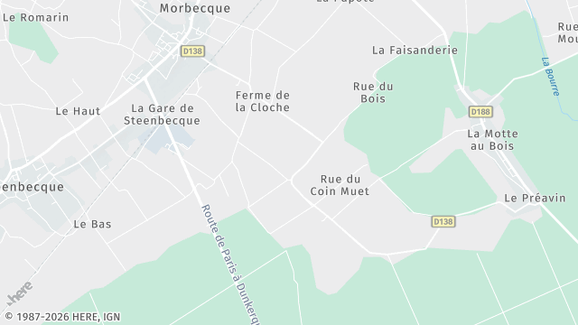 Carte de la zone d'intervention à Morbecque