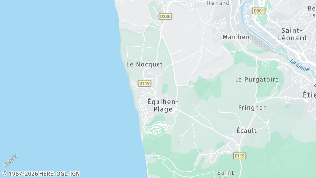 Carte de la zone d'intervention à Équihen-Plage