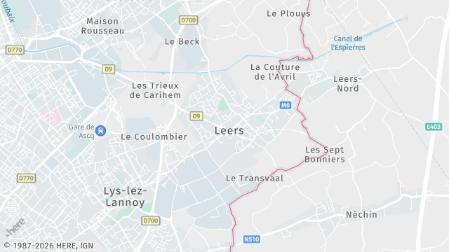 Carte de la zone d'intervention à Leers