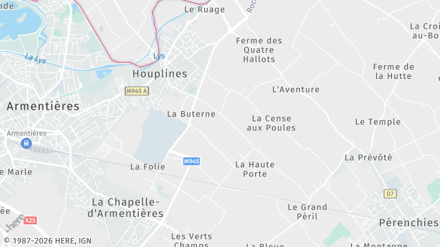 Carte de la zone d'intervention à Houplines