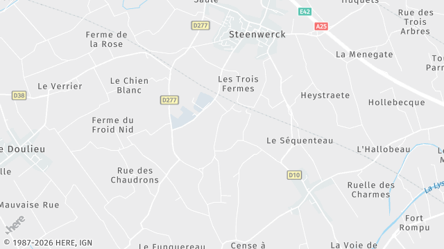 Carte de la zone d'intervention à Steenwerck