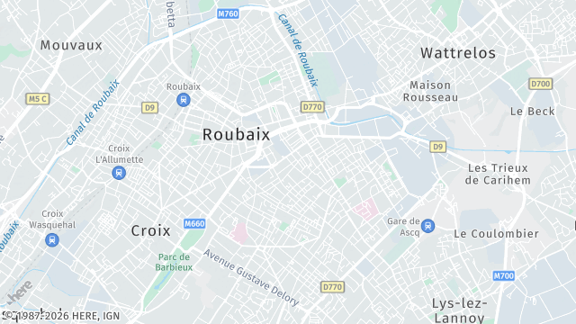 Carte de la zone d'intervention à Roubaix