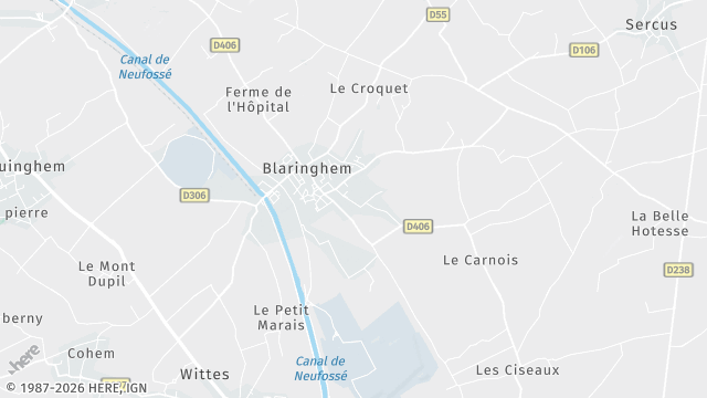 Carte de la zone d'intervention à Blaringhem