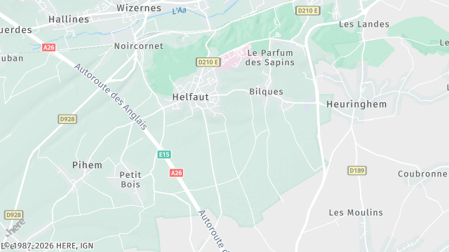Carte de la zone d'intervention à Helfaut
