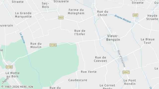 Carte de la zone d'intervention à Vieux-Berquin