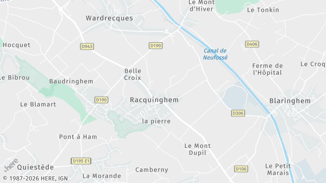 Carte de la zone d'intervention à Racquinghem