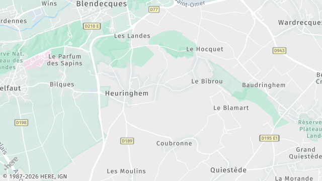Carte de la zone d'intervention à Heuringhem