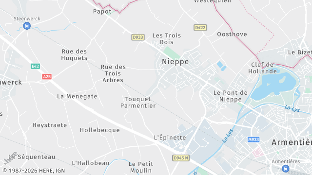 Carte de la zone d'intervention à Nieppe