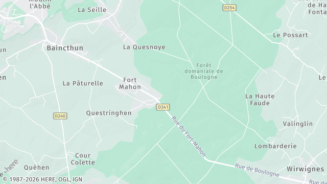 Carte de la zone d'intervention à Baincthun