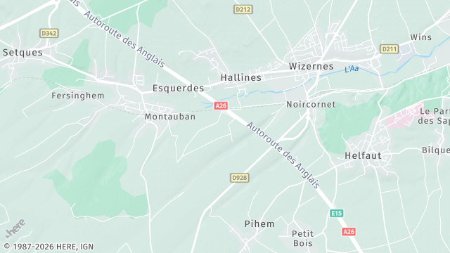 Carte de la zone d'intervention à Hallines