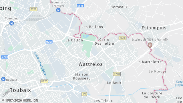 Carte de la zone d'intervention à Wattrelos