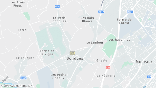 Carte de la zone d'intervention à Bondues