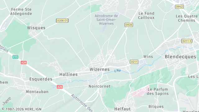 Carte de la zone d'intervention à Wizernes