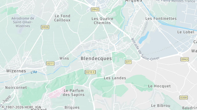 Carte de la zone d'intervention à Blendecques