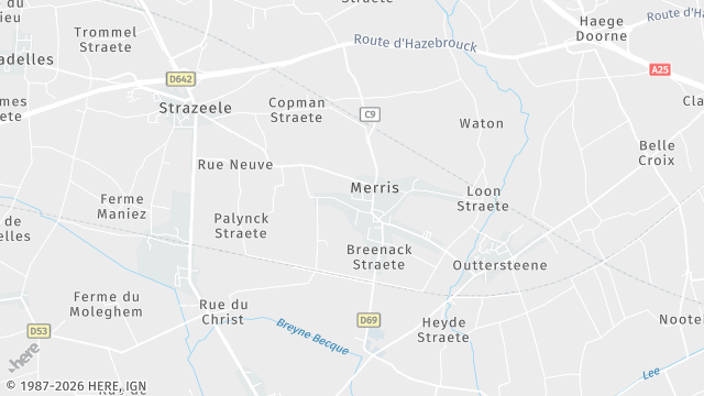 Carte de la zone d'intervention à Merris
