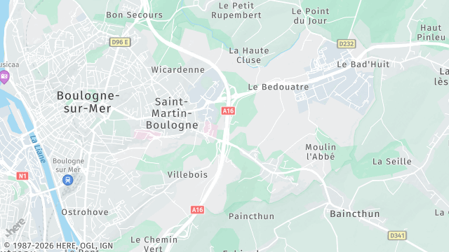 Carte de la zone d'intervention à Saint-Martin-Boulogne