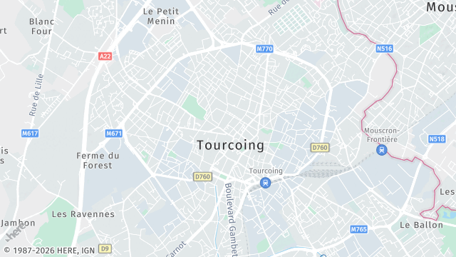 Carte de la zone d'intervention à Tourcoing