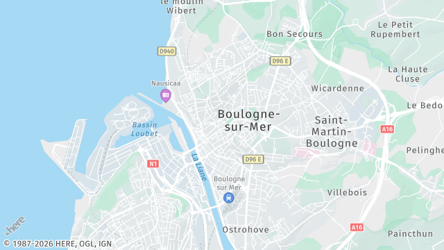 Carte de la zone d'intervention à Boulogne-sur-Mer