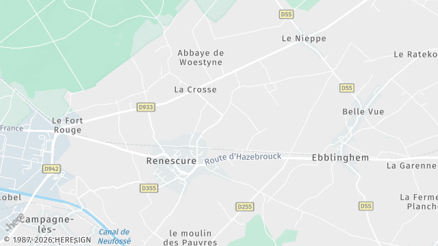Carte de la zone d'intervention à Renescure