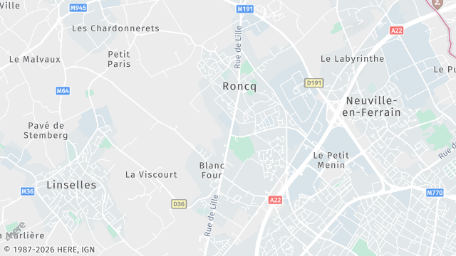 Carte de la zone d'intervention à Roncq