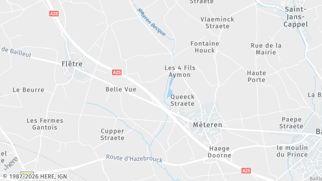 Carte de la zone d'intervention à Méteren