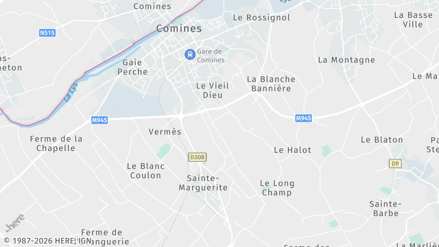 Carte de la zone d'intervention à Comines