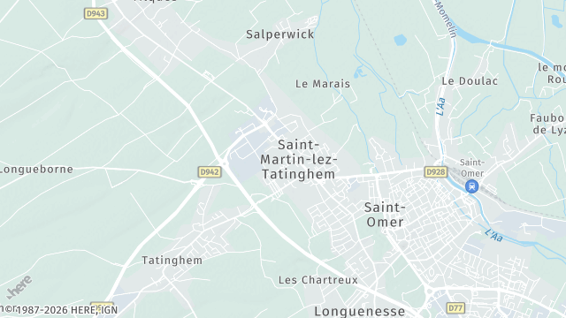 Carte de la zone d'intervention à Saint-Martin-lez-Tatinghem