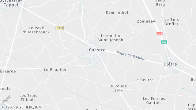 Carte de la zone d'intervention à Caëstre