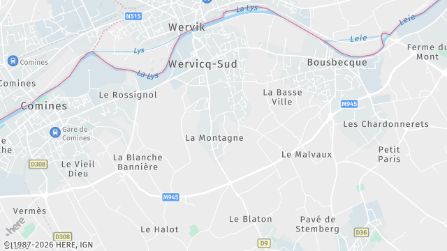 Carte de la zone d'intervention à Wervicq-Sud