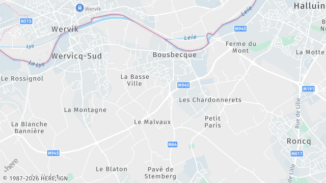 Carte de la zone d'intervention à Bousbecque