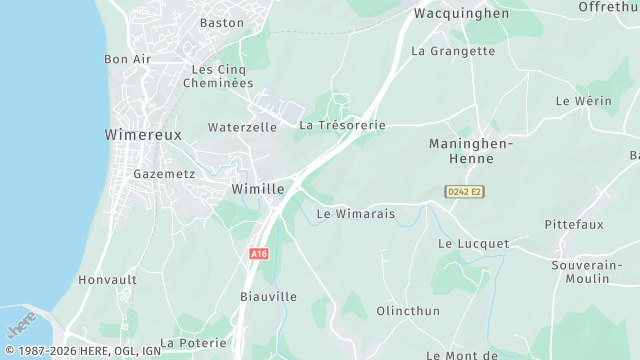 Carte de la zone d'intervention à Wimille