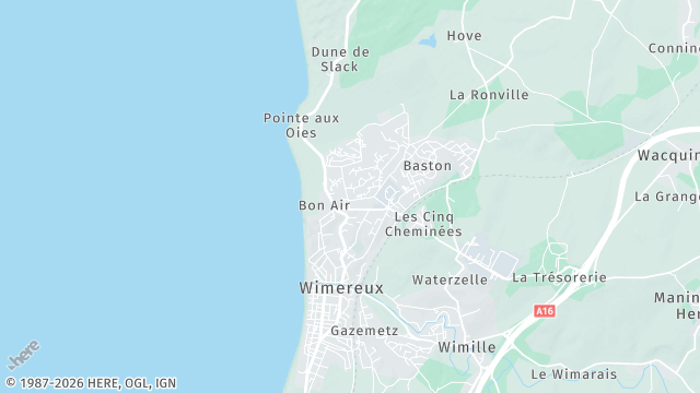 Carte de la zone d'intervention à Wimereux