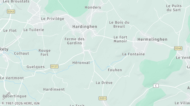 Carte de la zone d'intervention à Hardinghen