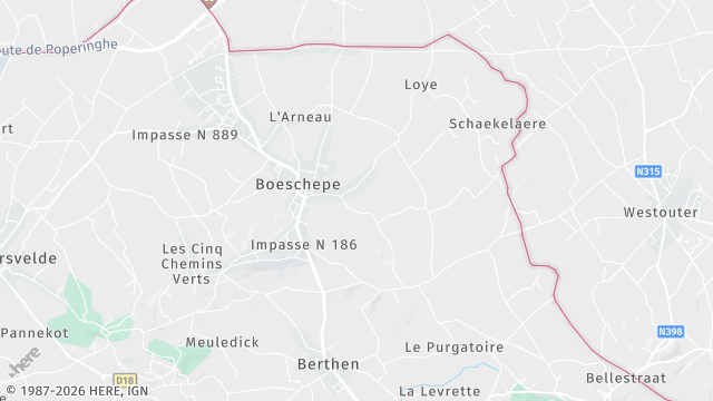 Carte de la zone d'intervention à Boeschepe