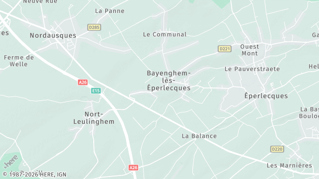 Carte de la zone d'intervention à Bayenghem-lès-Éperlecques