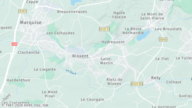 Carte de la zone d'intervention à Rinxent