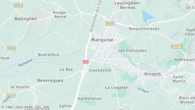 Carte de la zone d'intervention à Marquise