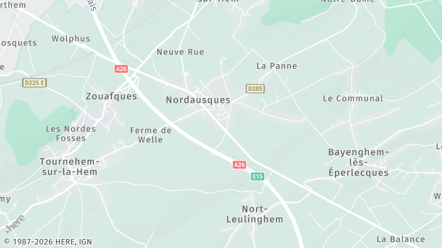 Carte de la zone d'intervention à Nordausques