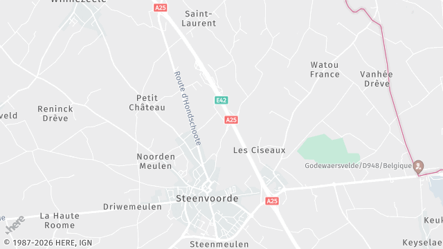 Carte de la zone d'intervention à Steenvoorde