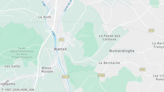 Carte de la zone d'intervention à Watten