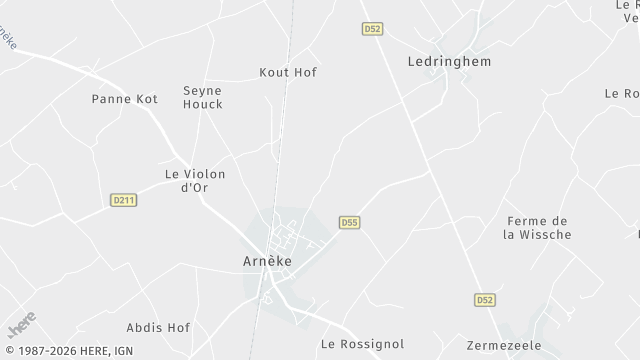 Carte de la zone d'intervention à Arnèke