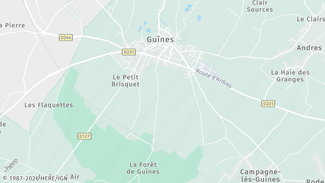 Carte de la zone d'intervention à Guînes