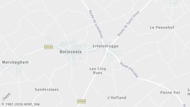 Carte de la zone d'intervention à Bollezeele