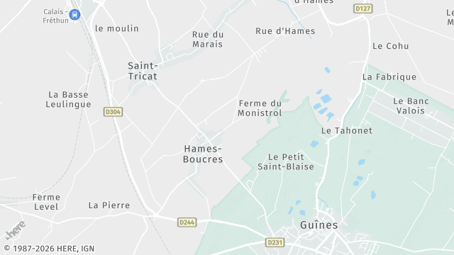 Carte de la zone d'intervention à Hames-Boucres