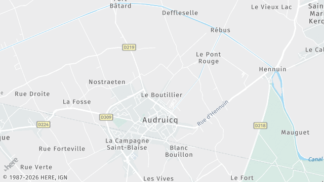 Carte de la zone d'intervention à Audruicq