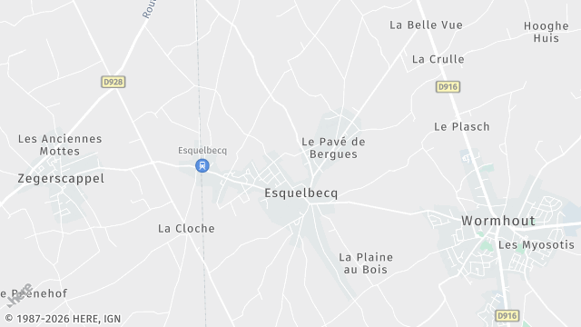 Carte de la zone d'intervention à Esquelbecq