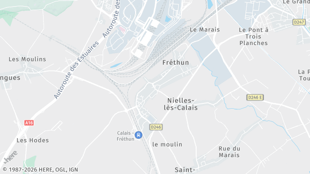 Carte de la zone d'intervention à Fréthun